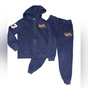 Ralph Lauren polo boys size 7 Triple-Pony Fleece Full-Zip Hoodie & jogger pants
